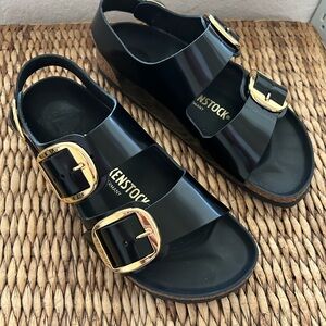 Milano Big Gold Buckle - High Shine Black